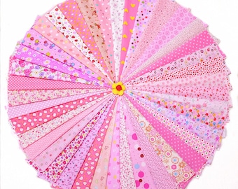 20*30cm Assorted Pre-Cut Printing Cotton Material Mixed Squares Bundle Quilt Fabric Patchwork DIY Handmade Craft Pink(CTJZ21-FSC203040-PINK)