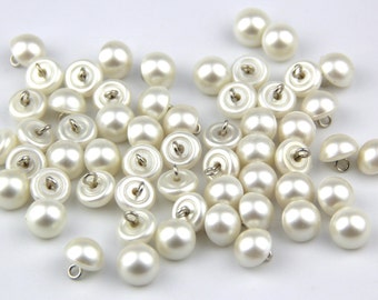 10mm White Pearl Bead Cap Half Ball Dome Metal Circle Hook Buttons for Crafting Sewing Scrapbooking Scarf and Clothes(SKU:CTJZ21-R05C)