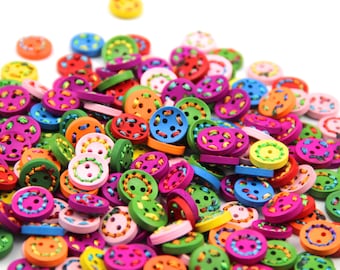 Handmade Pack of 10pcs Colorful  Round Shape 2 holes Wooden Sewing Crafting Scrapbooking Buttons in 3 Size (SKU:CTJZ21-R06B)