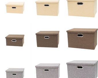 Foldable Storage Box with Lids and Handles Kid's Toy Storage Bins Office Organizer House Home Decor Storage Basket