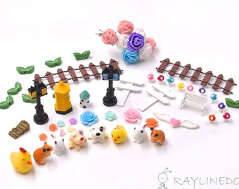 55pcs Fairy Garden Miniature Ornament Set DIY Kit for Succulent Landscaping Decor Home Decoration Outdoor Flower Accessories(CTJZ21-PCSET55)