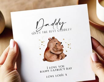 Personalised Father's Day Card - Daddy - Card for Daddy on Father's Day - Daddy Bear Card - Daddy Best Cuddles -1st Father's Day Card DB1