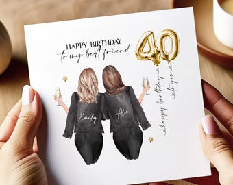 Best Friend 40th Birthday Card | Bestie Happy Birthday Card | Personalised Friend 40 Birthday Card | 40th Birthday Card | Bestie 40 Card