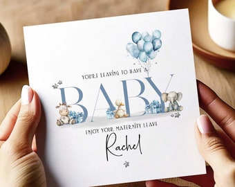 Blue Maternity Leave Card, Mummy to Be Card, Leaving to have a Baby, Baby, Leaving Card, Maternity Gift, Baby Girl Card, Baby Boy Card, MAT2