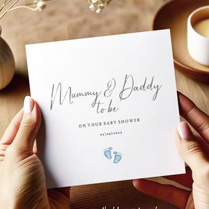 Blue Mummy and Daddy Baby Shower Card | Mummy and Daddy to Be Card | New Parents to be Card | Personalised Baby Shower Card | Mummy to Be image 1