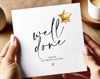 Well Done Card, Congratulations Card, So Proud of You Card, New Job Card, You Passed Card, Graduation Card, Personalised Well Done Card
