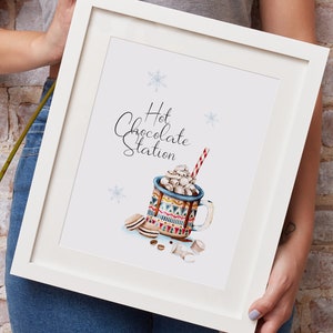 Hot Chocolate Station Sign, Christmas Hot Chocolate Print, Hot Cocoa Station, Print at home, Hot Chocolate Sign, DIGITAL DOWNLOAD ONLY