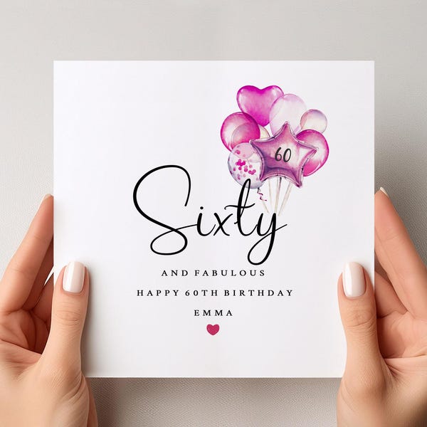 60th Birthday Card | Sixty Birthday Card | Personalised Card | Birthday Card | 60 & Fabulous Card | Happy Birthday | Birthday Card For Her