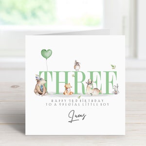 3rd Birthday Card - Third Birthday Card - Bear 3rd Birthday Card - Personalised 3rd Birthday Card - Special Son 3rd Birthday  WB3