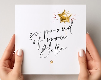 So Proud Of You Card, Well Done, Congratulations Card, Personalised Card, Graduation, New Job, Passed Card