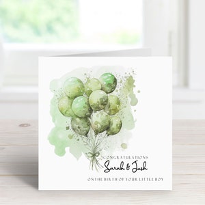 Personalised Baby Boy Card, Pink Baby Card, Green Baby Card, Welcome To The World , New Baby Card, Congratulations Baby Card, Baby Girl Card