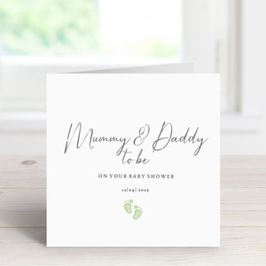 Green Mummy and Daddy Baby Shower Card | Mummy and Daddy to Be Card | New Parents to be Card | Personalised Baby Shower Card | Daddy to be