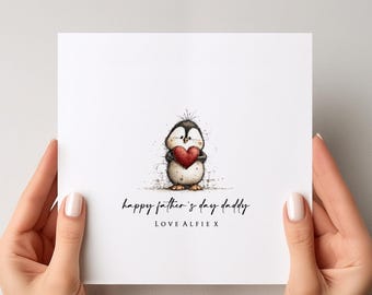 Daddy Father's Day Card, Penguin Father's Day Card, Card for Him on Father's Day, Personalised Daddy Card, Dad Card, Grandad Father's Day