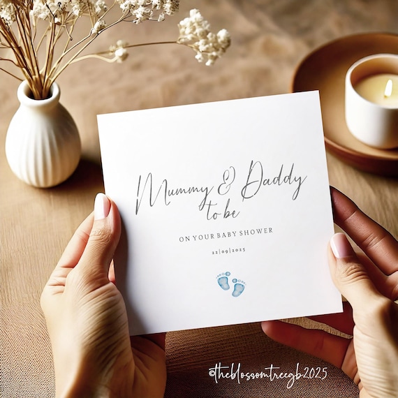 Blue Mummy and Daddy Baby Shower Card | Mummy and Daddy to Be Card | New Parents to be Card | Personalised Baby Shower Card | Mummy to Be