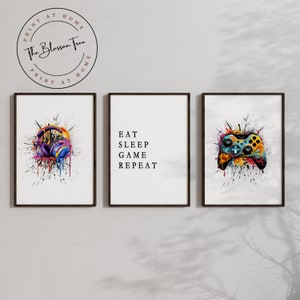 Gamer Prints | Gamer Prints Set of 3 | Boys Bedroom Decor | Girl Gamer Print | Console Gamer Print | Gamer Bedroom | Game Room