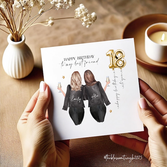 Best Friend 18th Birthday Card, Bestie Happy Birthday Card, Personalised Friend 18 Birthday Card, 18th Birthday Card, 18 Card For Her