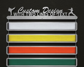 Custom Belt Display With Two Lines of Text - Modular Design! - Martial Arts Belt Hanger