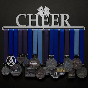 Cheer (with bow) - Text Only Option Available - Allied Medal Hanger Holder Display Rack