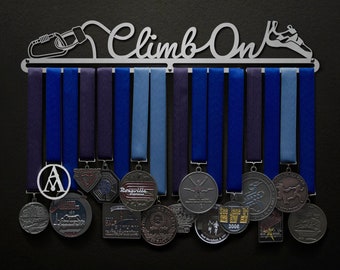 Climb On - Rock Climbing Medal Hanger - Allied Medal Hanger Holder Display Rack