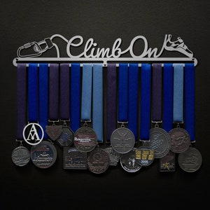 Climb On - Rock Climbing Medal Hanger - Allied Medal Hanger Holder Display Rack