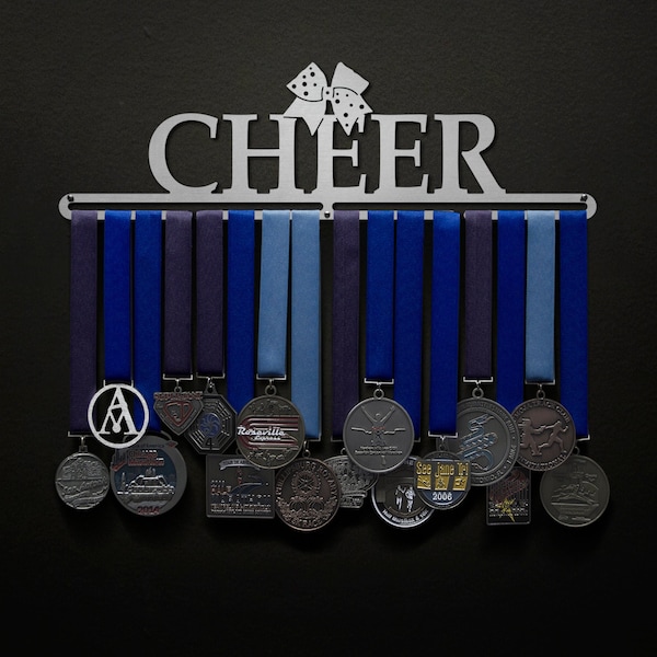 Cheer (with bow) - Text Only Option Available - Allied Medal Hanger Holder Display Rack