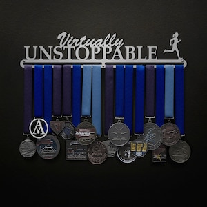 Virtually Unstoppable - Male, Female, and Text Only options available: Allied Medal Hanger Holder Display Rack