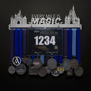 Every Mile Is Magic (large castle edition!) - BIB + Medals - Display Your Bibs With Your Medals!