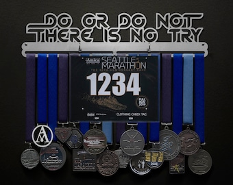 Do Or Do Not There Is No Try Bib Display - BIB + Medals - Display Your Bibs With Your Medals!