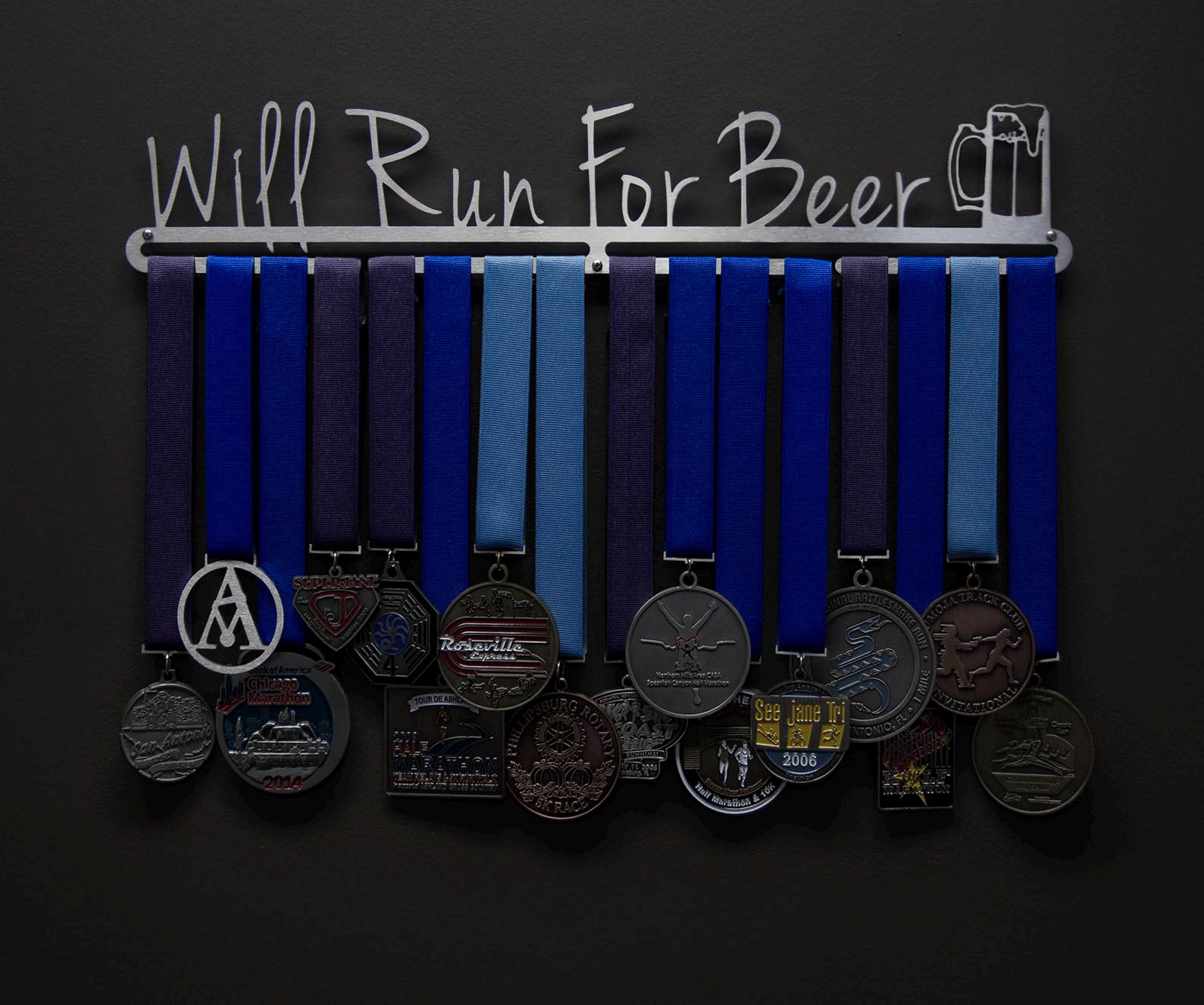 Will Run For Beer - Allied Medal Hanger Holder Display Rack