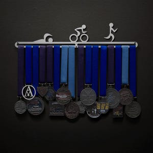 Triathlon Figures - No Text - Male, Female, or Stylized figures - Allied Medal Hanger Holder Display Rack - Triathlon Medal Hanger