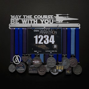 May The Course Be With You Bib Display - BIB + Medals - Display Your Bibs With Your Medals!