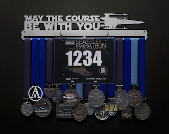 May The Course Be With You Bib Display - BIB + Medals - Display Your Bibs With Your Medals!