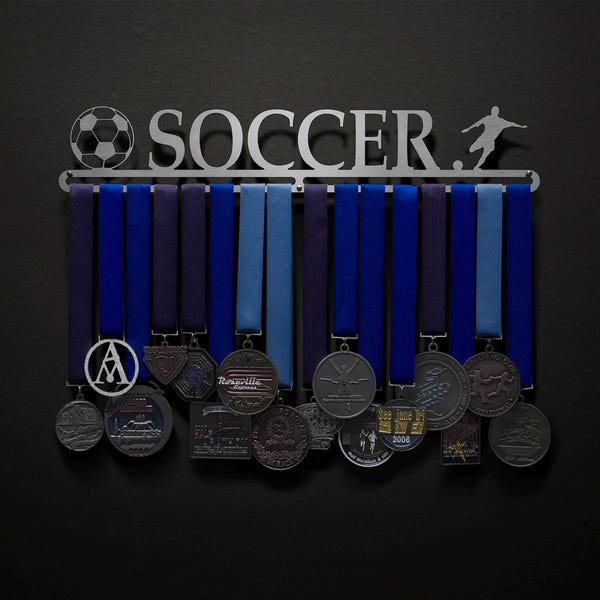 Soccer - Male OR Female Figure available - Allied Medal Hanger Holder Display Rack