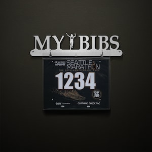 My Bibs Bib Display - BIB Hanger - Female OR Male Options Available - Display Your Racing Bibs!