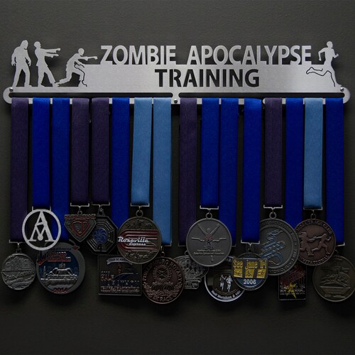 Zombie Apocalypse Training - Male or Female Runner - Allied Medal Hanger Holder Display Rack