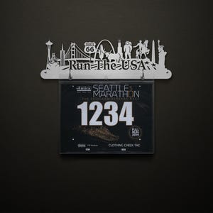 Run The USA Bib Display - BIB Hanger - Display Your Racing Bibs!