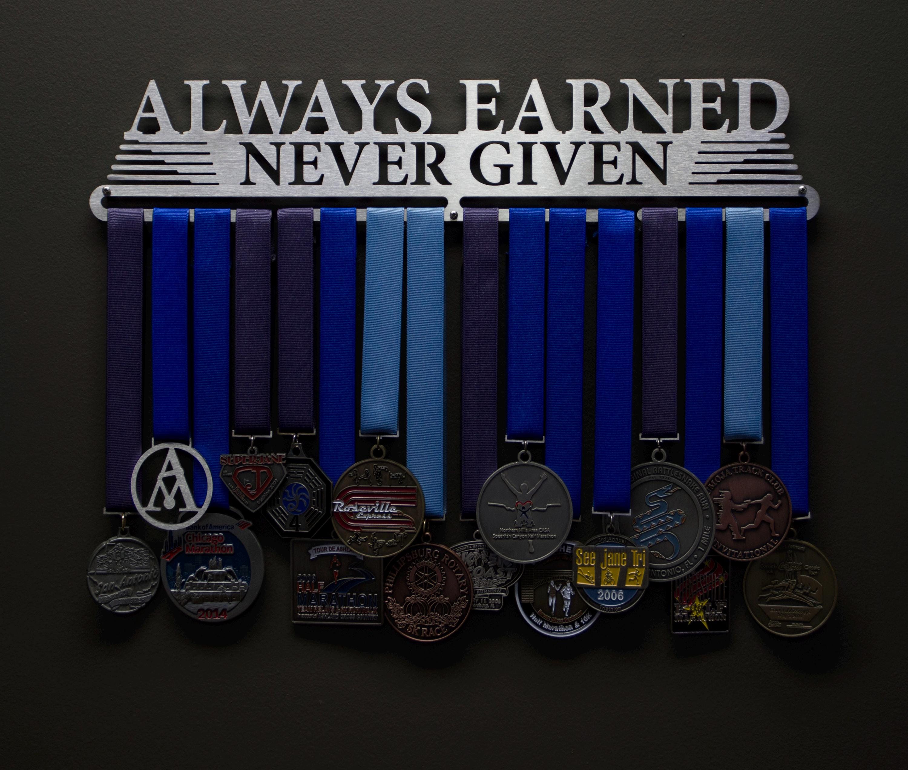 Always Earned Never Given-Compact - Allied Medal Hanger Holder Display Rack