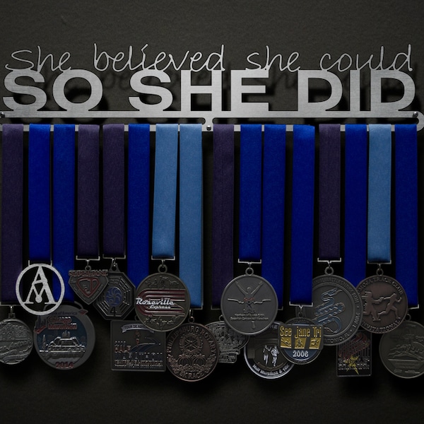 She Believed She Could So She Did - Text Only (No Figure) - Allied Medal Hanger Holder Display Rack