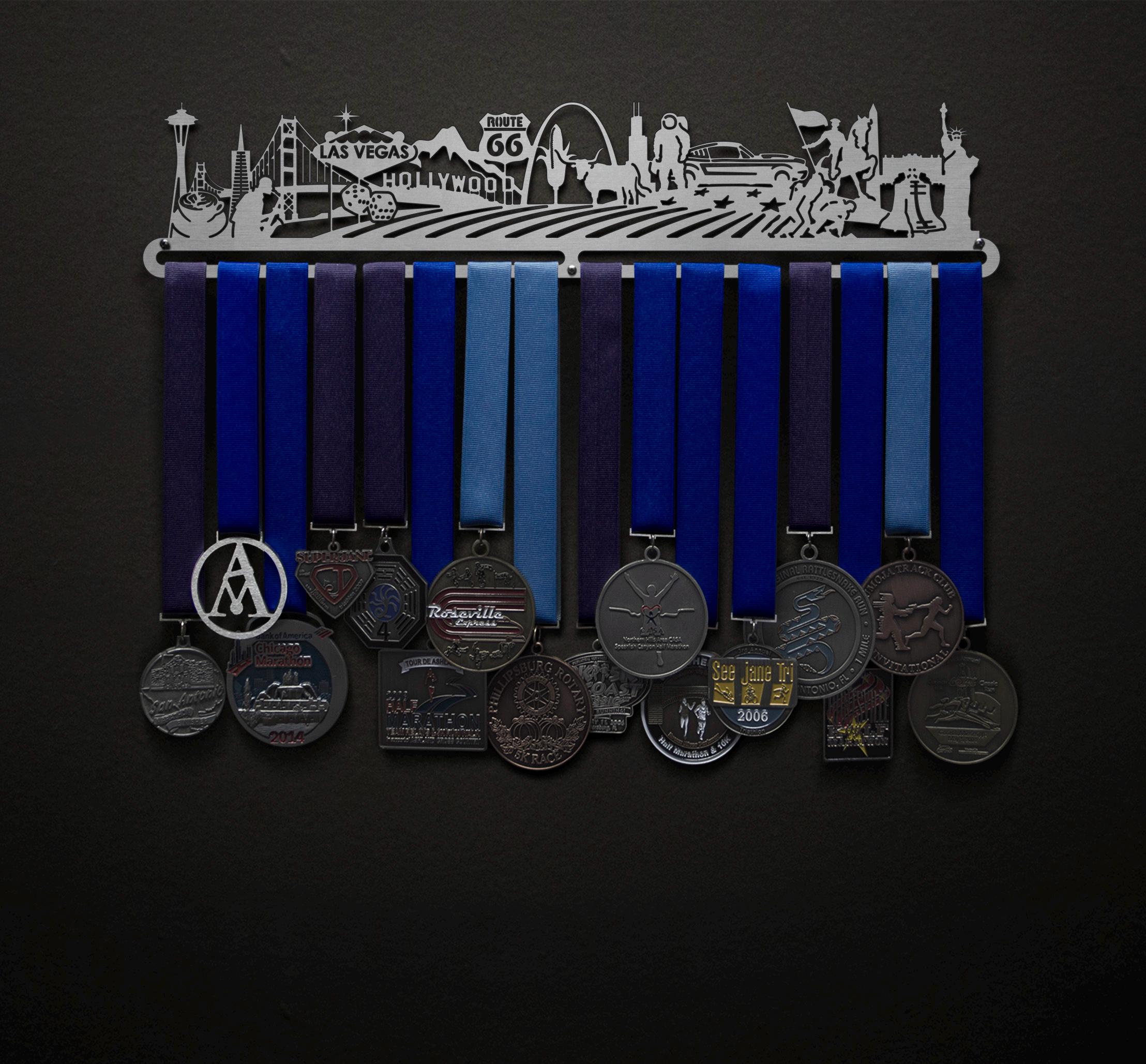 Run The USA | No Text - Allied Medal Hanger Holder Display Rack