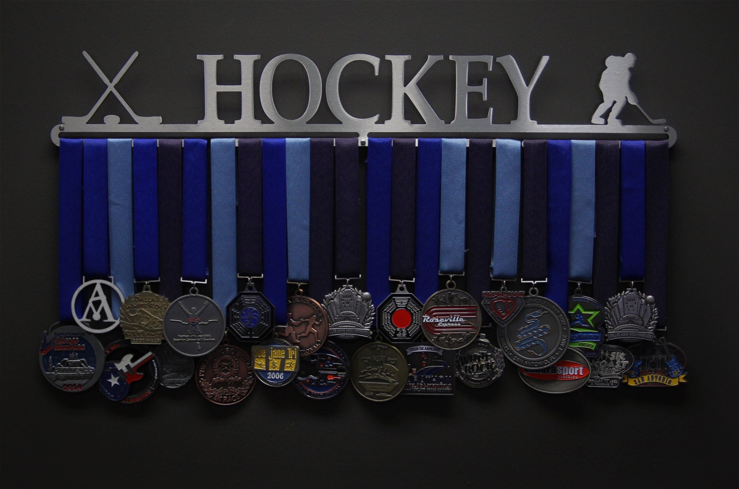 Hockey - Male, Female, Or Goalie Figure Allied Medal Hanger Holder Display Rack