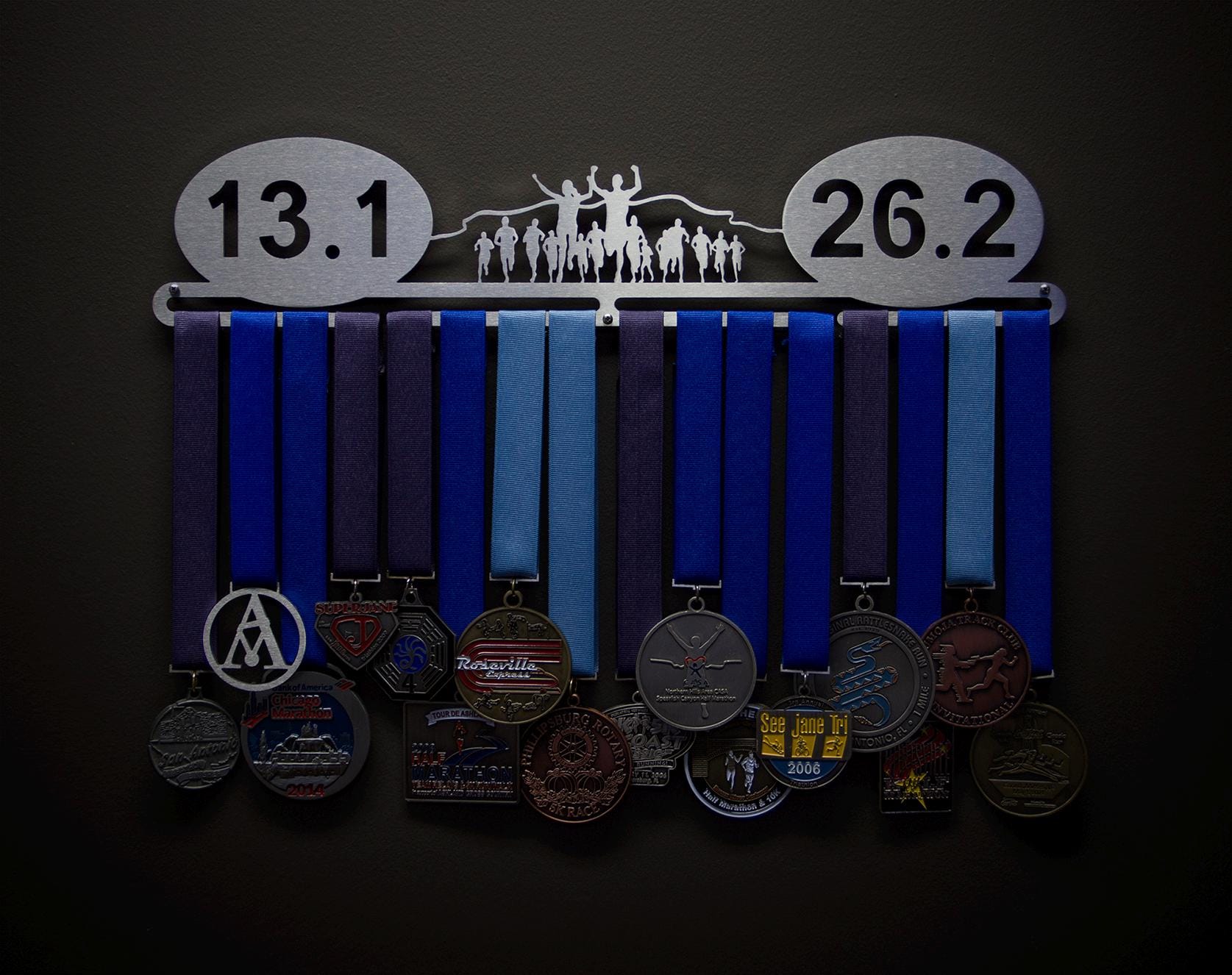 13.1 & 26.2 - Runner Group Allied Medal Hanger Holder Display Rack