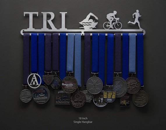 Medalla Percha Pantalla 'triatlón masculino "Acero Inoxidable Triple 