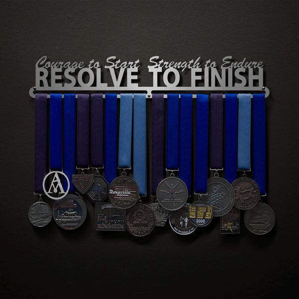 Courage To Start, Strength To Endure, Resolve To Finish - Allied Medal Hanger Holder Display Rack