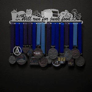 Will Run For Junk Food - Allied Medal Hanger Holder Display Rack