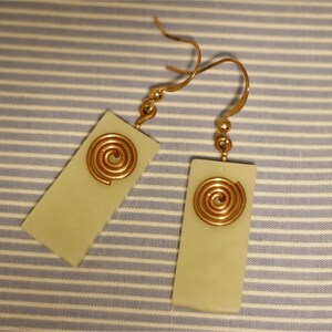 Boho Stained Glass Earrings Milky White Handmade image 3