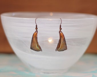 Boho Copper Earrings - Fire Patina - Handmade