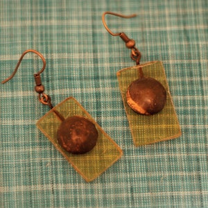 Boho Stained Glass Earrings - Lemon - Handmade