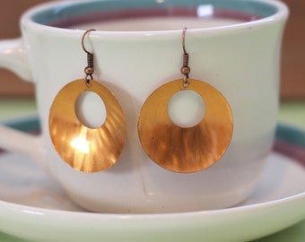 Boho Copper Earrings - Sunny Brass Patina - Handmade