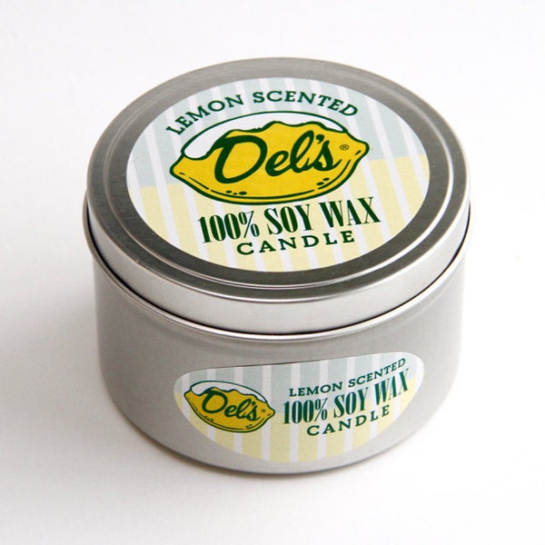 8 oz. Del's Lemonade Natural Soy Wax Candle Tin Lemon Rhode Island Wedding Ideas Orla Soy Candle