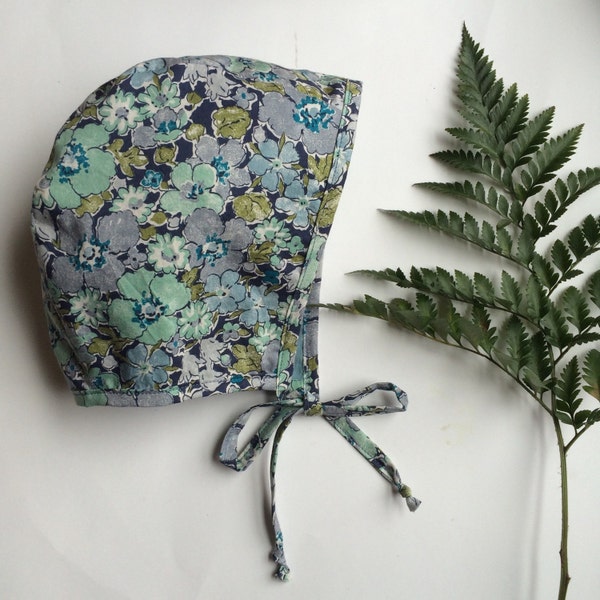 Blue green liberty of london floral bonnet